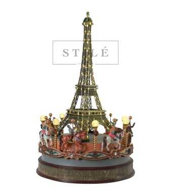 Torre Eiffel Giostra Natalizia con Movimento, Luci e Musica - Stilè Collection