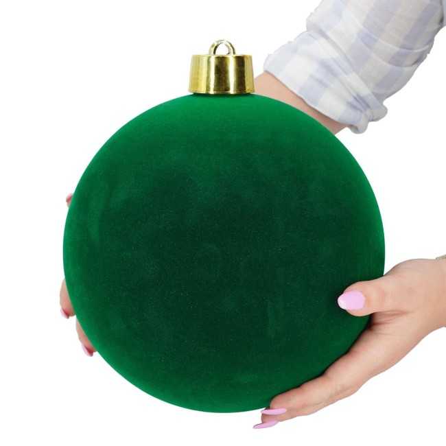 Palla di Natale in Plastica e Velluto D.25 cm Conf. 1 Pz