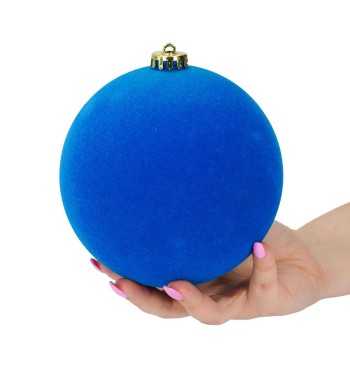 Palle di Natale in Plastica e Velluto D.15 cm Conf. da 3 Pezzi