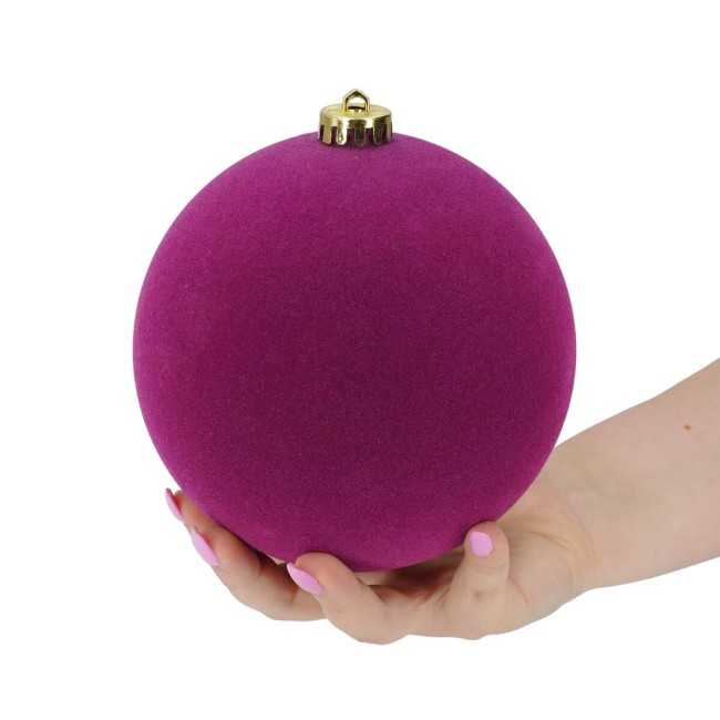 Palle di Natale in Plastica e Velluto D.15 cm Conf. da 3 Pezzi