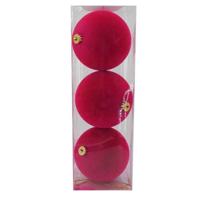 Palle di Natale in Plastica e Velluto D.15 cm Conf. da 3 Pezzi