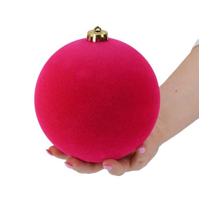 Palle di Natale in Plastica e Velluto D.15 cm Conf. da 3 Pezzi