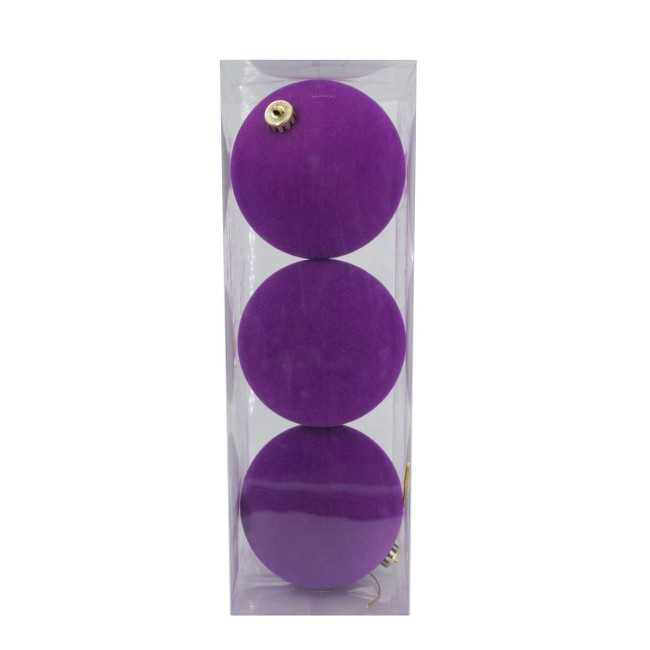 Palle di Natale in Plastica e Velluto D.15 cm Conf. da 3 Pezzi