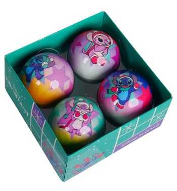 Set 4 Palline di Natale di Stitch & Angel D.7,5 cm - Disney
