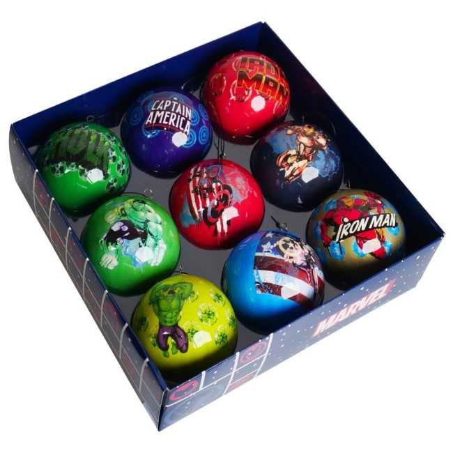 Set 9 Palline Natalizie degli Avengers D.7,5 cm - Marvel