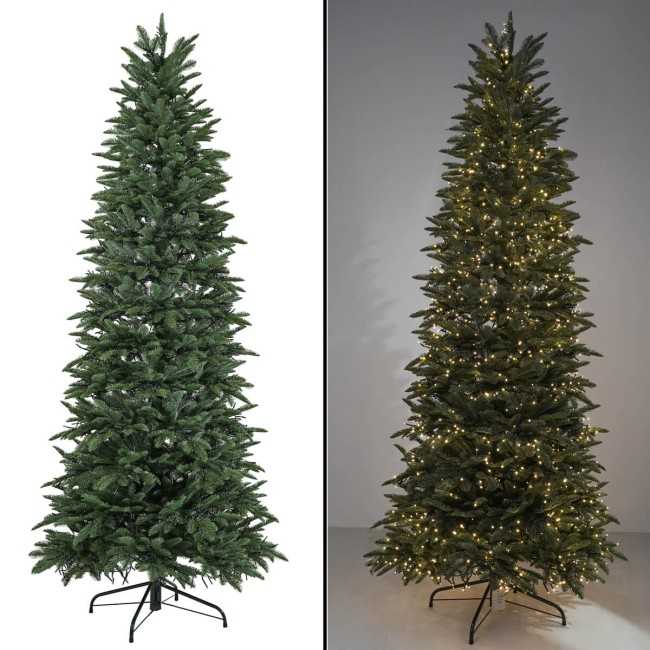 Albero di Natale Verde Slim con Luci Led Integrate H.180/240 cm - Aspen Lux