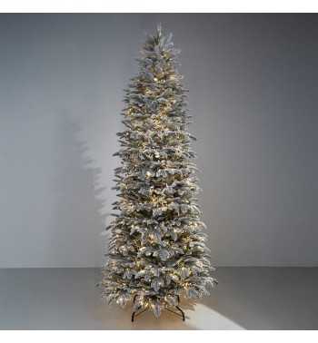 Albero di Natale Slim Innevato con Luci Led Integrate H.180/240 cm - Aspen Lux Snow