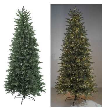 Albero di Natale Slim Verde con Luci Integrate H.180/240 cm - Deluxe Slim Led