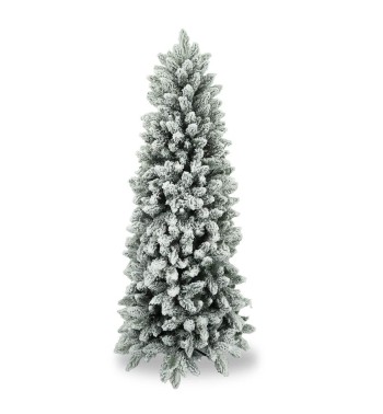 Albero di Natale Slim Innevato in Pvc H.180/240 cm Apertura ad Ombrello | Albero Realistico Artificiale