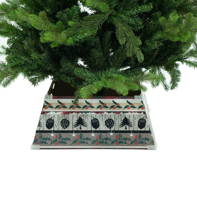 Copribase per Alberi di Natale in Cartone Ripiegabile con Fantasia Grigia