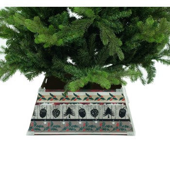 Copribase per Alberi di Natale in Cartone Ripiegabile con Fantasia Grigia