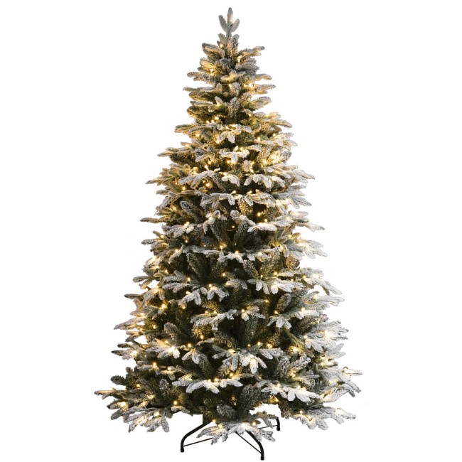 Albero di Natale Innevato con Led in Pe+Pvc H.180/240 cm Apertura ad Ombrello | Albero Realistico Artificiale con Luci Led