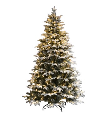 Albero di Natale Innevato con Led in Pe+Pvc H.180/240 cm Apertura ad Ombrello | Albero Realistico Artificiale con Luci Led