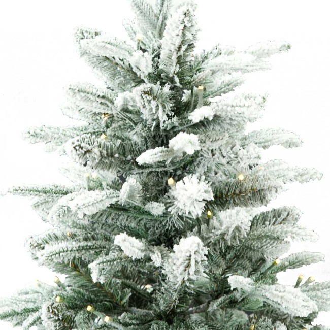 Albero di Natale Innevato con Led in Pe+Pvc H.180/240 cm Apertura ad Ombrello | Albero Realistico Artificiale con Luci Led