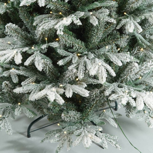 Albero di Natale Innevato con Led in Pe+Pvc H.180/240 cm Apertura ad Ombrello | Albero Realistico Artificiale con Luci Led