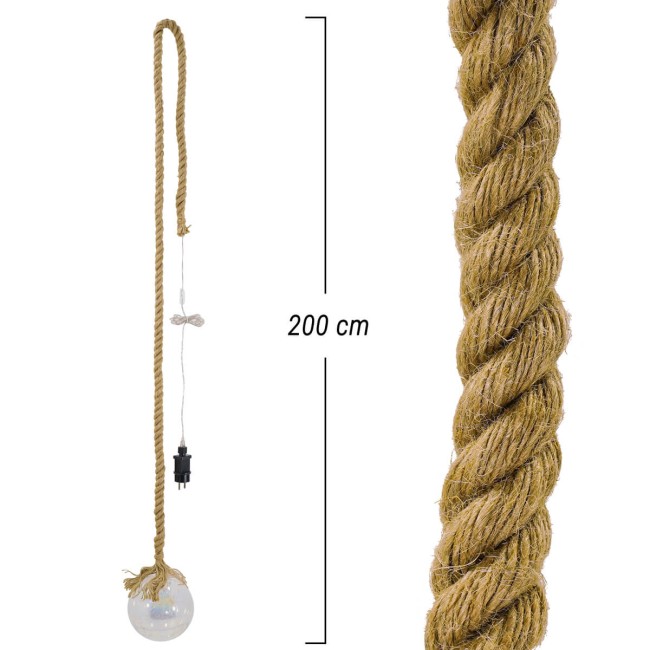 Sfera Luminosa in Vetro, Ø 15 cm, 80 Micro Led con Corda in Canapa