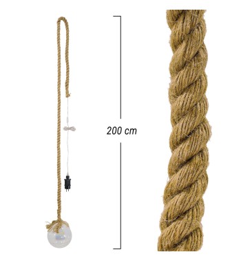 Sfera Luminosa in Vetro, Ø 15 cm, 80 Micro Led con Corda in Canapa