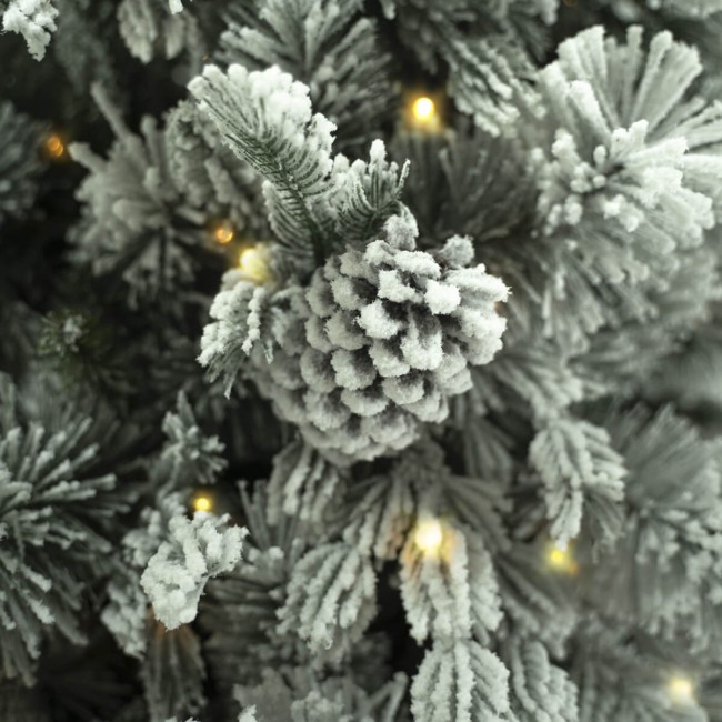 Albero di Natale Innevato con Pigne e Luci Led H.180/240 cm Apertura ad Ombrello - Montepigna