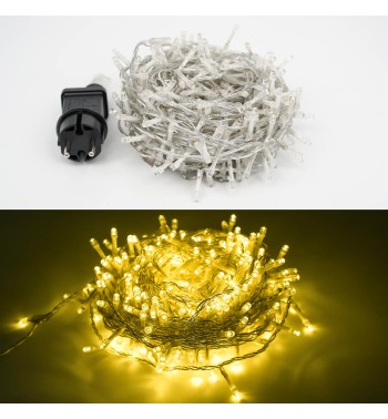 Catena Luminosa Bianco Caldo 300 Led| Cavo Trasparente| Funzione Memory |15 metri Uso Esterno IP44
