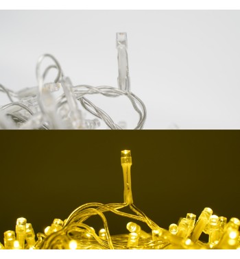 Catena Luminosa Bianco Caldo 300 Led| Cavo Trasparente| Funzione Memory |15 metri Uso Esterno IP44