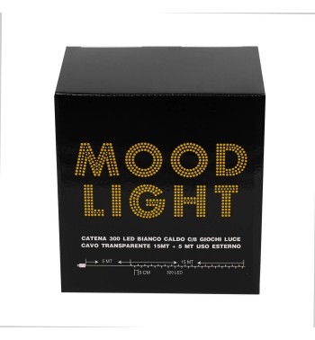 Catena Luminosa Bianco Caldo 300 Led| Cavo Trasparente| Funzione Memory |15 metri Uso Esterno IP44