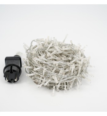 Catena Luminosa Bianco Caldo 300 Led| Cavo Trasparente| Funzione Memory |15 metri Uso Esterno IP44