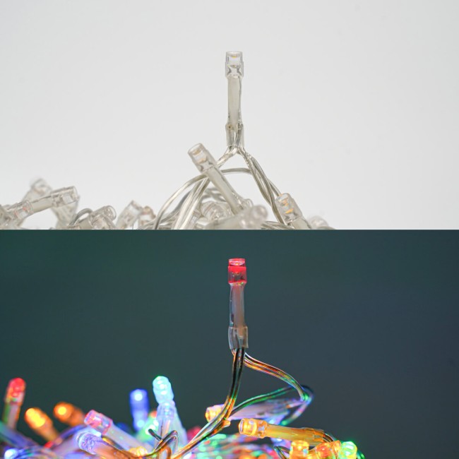 Catena Luminosa Multicolor 480 Led| Cavo Trasparente| Funzione Memory |24 metri Uso Esterno IP44