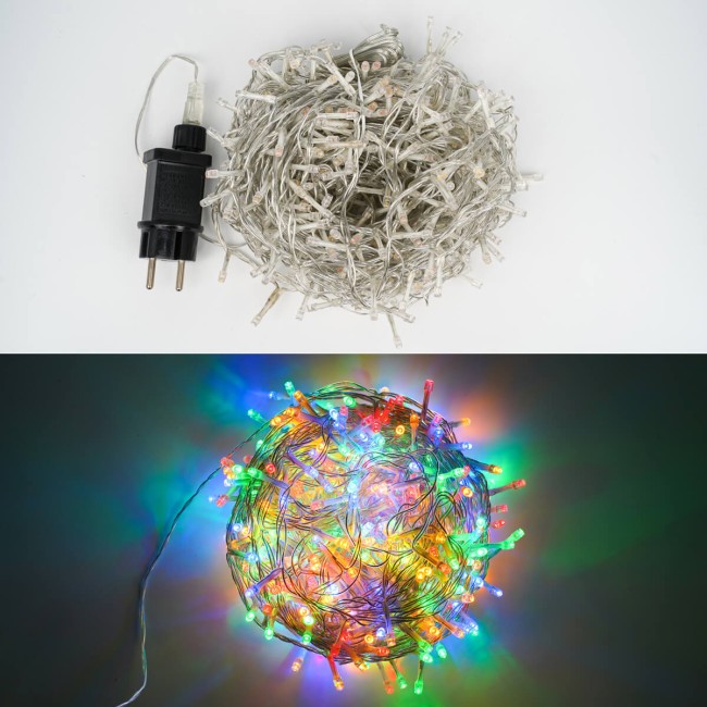 Catena Luminosa Multicolor 480 Led| Cavo Trasparente| Funzione Memory |24 metri Uso Esterno IP44