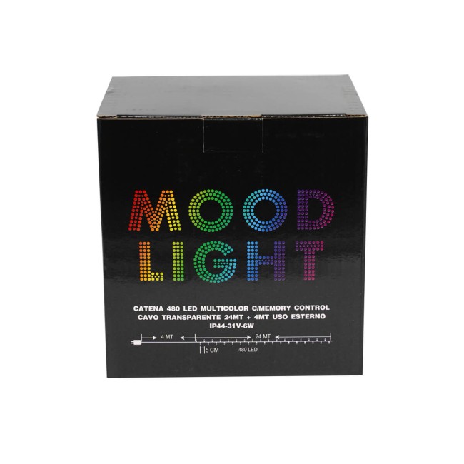 Catena Luminosa Multicolor 480 Led| Cavo Trasparente| Funzione Memory |24 metri Uso Esterno IP44