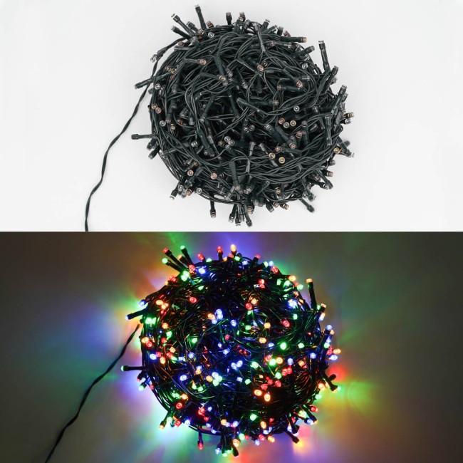 Catena Luminosa Multicolor 480 Led| Cavo Verde| Funzione Memory |24 metri Uso Esterno IP44