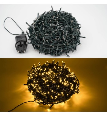 Catena Luminosa Bianco Caldo 700 Led| Cavo Verde| Funzione Memory |35 metri Uso Esterno IP44