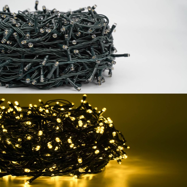 Catena Luminosa Bianco Caldo 700 Led| Cavo Verde| Funzione Memory |35 metri Uso Esterno IP44