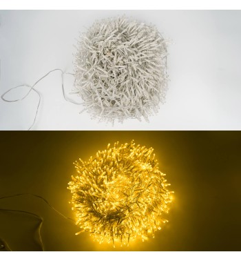Catena Luminosa Bianco Caldo 2000 Led| Cavo Trasparente| Funzione Memory |46 metri Uso Esterno IP44