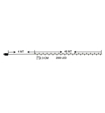 Catena Luminosa Bianco Caldo 2000 Led| Cavo Trasparente| Funzione Memory |46 metri Uso Esterno IP44