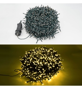 Catena Luminosa Bianco Caldo 2000 Led| Cavo Verde| Funzione Memory |46 metri Uso Esterno IP44