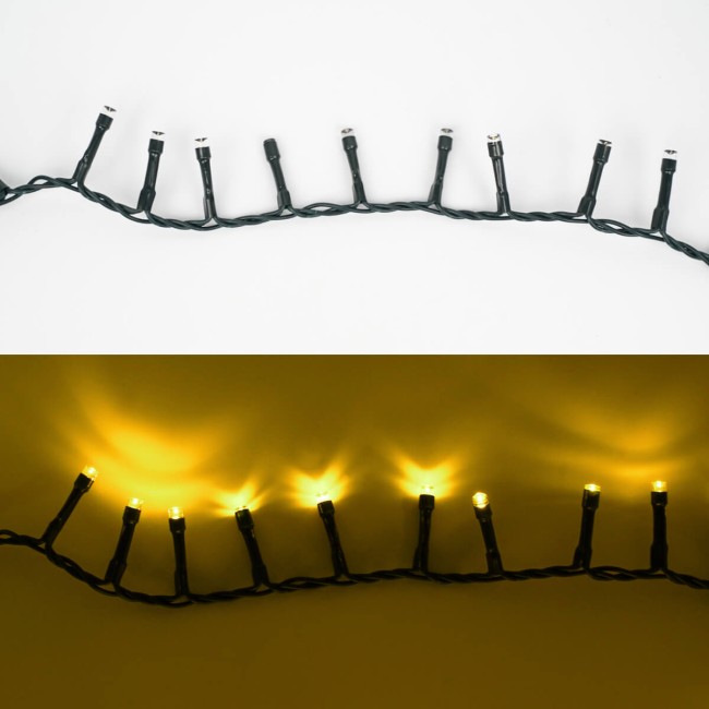 Catena Luminosa Bianco Caldo 2000 Led| Cavo Verde| Funzione Memory |46 metri Uso Esterno IP44