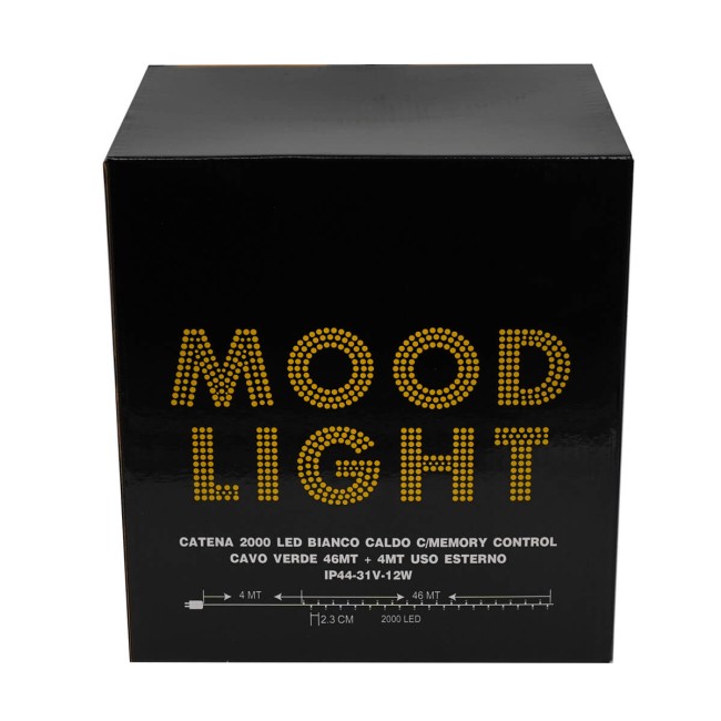Catena Luminosa Bianco Caldo 2000 Led| Cavo Verde| Funzione Memory |46 metri Uso Esterno IP44