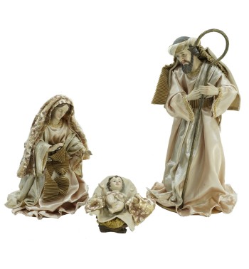 Natività in Poliresina e Tessuto 3 Pz. H.40 cm