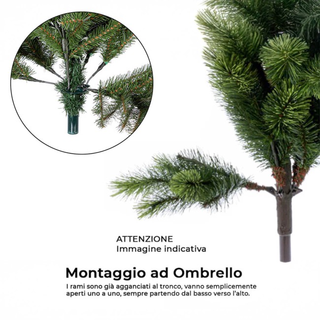 Albero di Natale Slim Innevato con Luci Led Integrate H.180/240 cm - Aspen Lux Snow