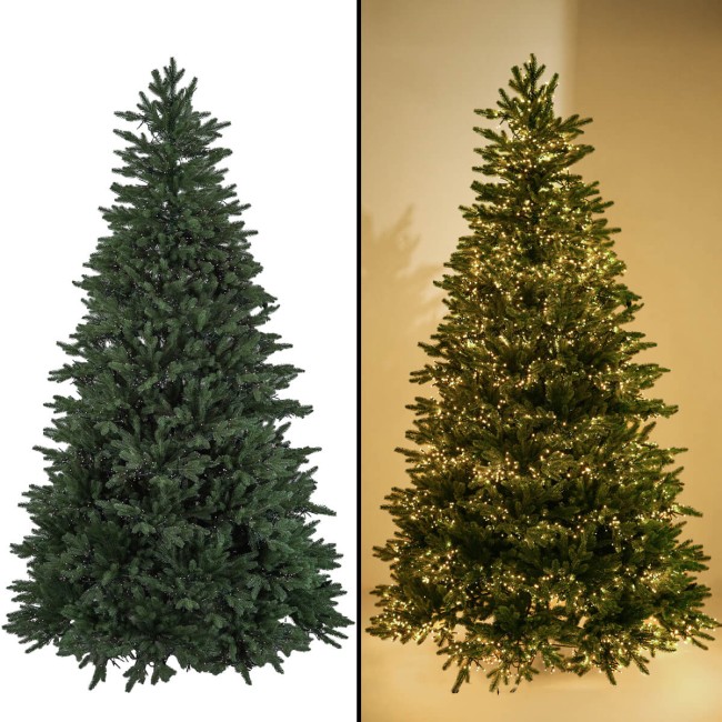 Albero di Natale Abete Verde Chiaro in Pe H.180/270 cm con Led Integrati - Deluxe Led