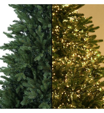 Albero di Natale Abete Verde Chiaro in Pe H.180/270 cm con Led Integrati - Deluxe Led