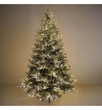 Albero di Natale Innevato con Led in Pe+Pvc H.150/300 cm Apertura ad Ombrello - Canada Lux