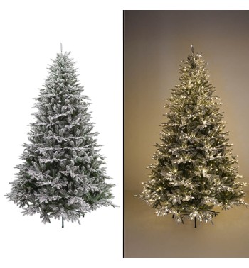 Albero di Natale Innevato con Led in Pe+Pvc H.150/300 cm Apertura ad Ombrello - Canada Lux