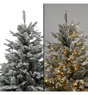 Albero di Natale Innevato con Led in Pe+Pvc H.150/300 cm Apertura ad Ombrello - Canada Lux