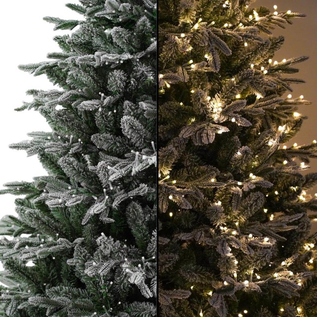 Albero di Natale Innevato con Led in Pe+Pvc H.150/300 cm Apertura ad Ombrello - Canada Lux