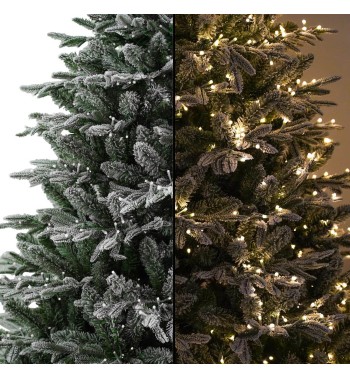 Albero di Natale Innevato con Led in Pe+Pvc H.150/300 cm Apertura ad Ombrello - Canada Lux
