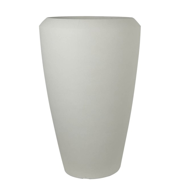 Set da 2 Vasi Alto in HDPE Beige, Design Cilindrico per Interno ed Esterno