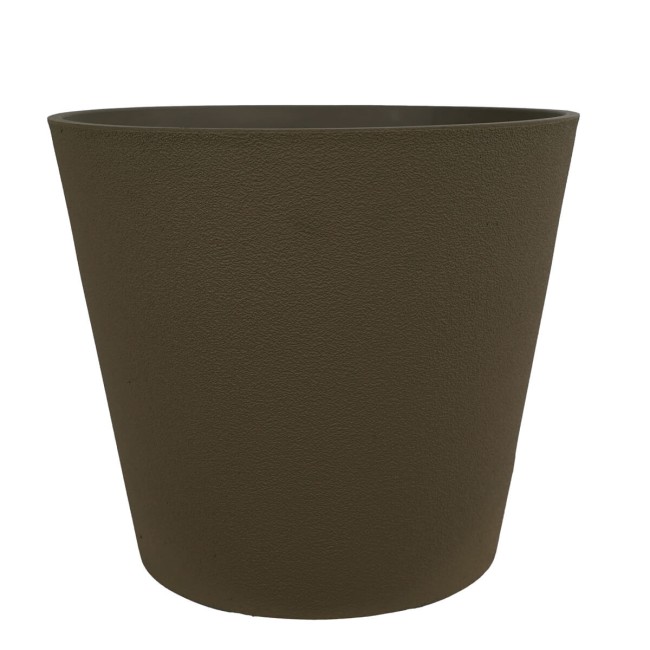 Set da 3 Vasi in Poliresina e Polvere di Pietra Marrone, Uso Interno ed Esterno