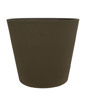 Set da 3 Vasi in Poliresina e Polvere di Pietra Marrone, Uso Interno ed Esterno