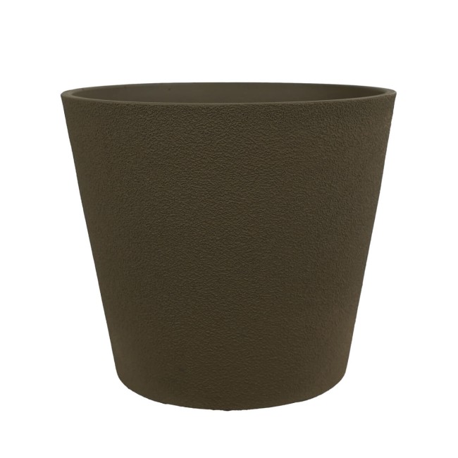 Set da 3 Vasi in Poliresina e Polvere di Pietra Marrone, Uso Interno ed Esterno